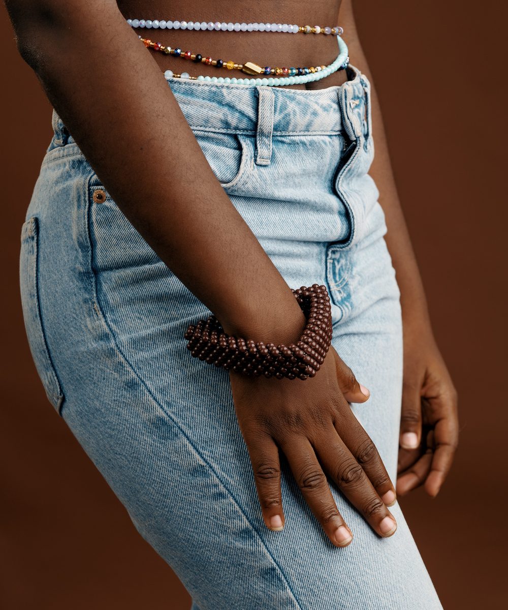 Awan Beaded Bangle - Brown
