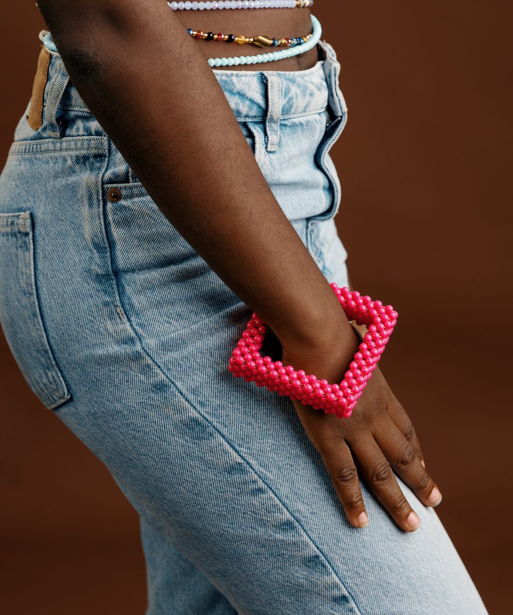 Awan Beaded Bangle - Pink